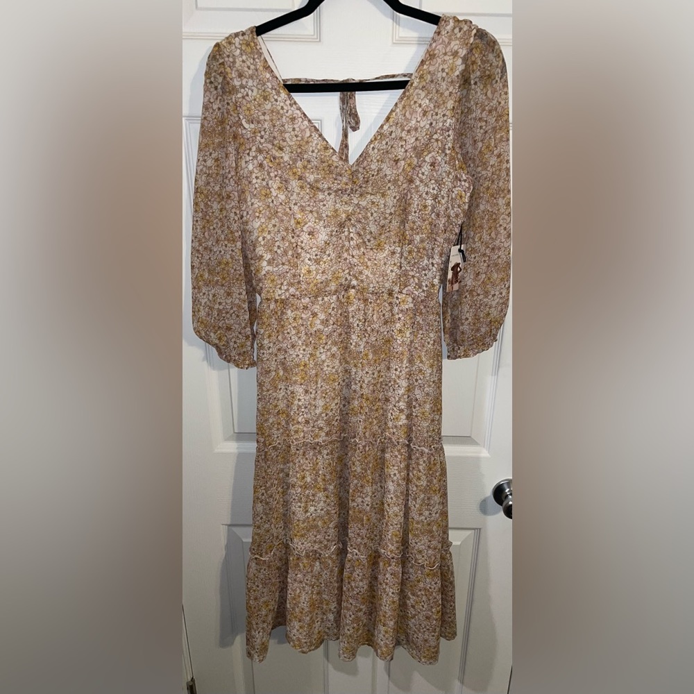 NWT Floral, Long sleeve, Sincerely Jules MIDI dress